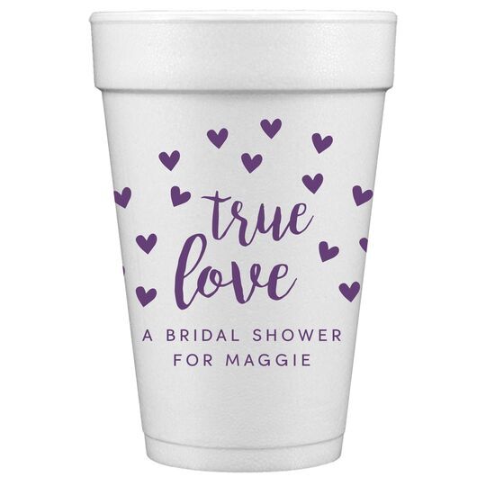 Confetti Hearts True Love Styrofoam Cups